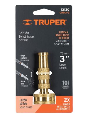 13130 - Chiflón 3' de latón maquinado para manguera, Truper