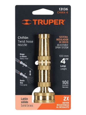 13136 - Chiflón 4' de latón maquinado para manguera, Truper