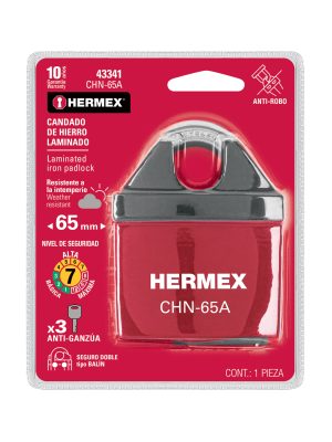 CHN-65AE1.jpg 43341 - Candado de hierro 65 mm gancho protegido, llave anti-ganzúa