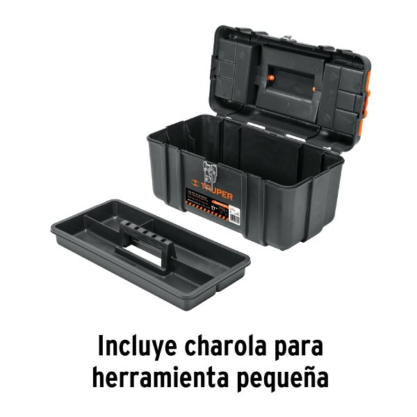 102434 - Caja para herramienta 17' c/compartimentos,broches metálicos