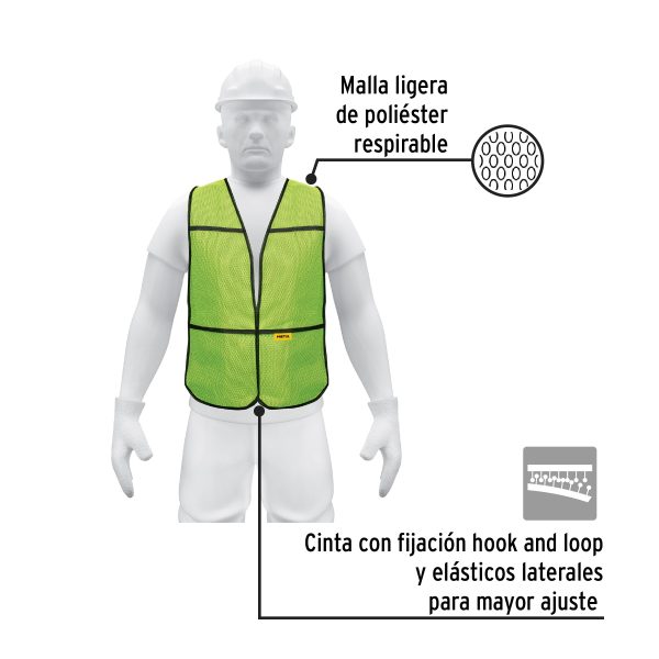 21024 - Chaleco de seguridad, uso de día, verde, Pretul