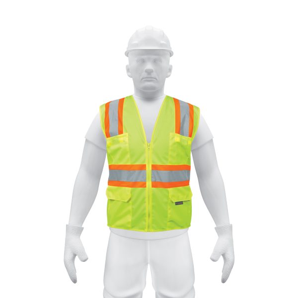 13476 - Chaleco de seguridad verde max visibilidad y 6 bolsas