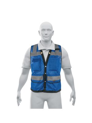 103987 - Chaleco seguridad reforzado azul con bolsas, L, Expert