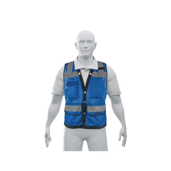 103987 - Chaleco seguridad reforzado azul con bolsas, L, Expert
