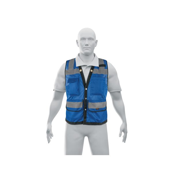 103986 - Chaleco seguridad reforzado azul con bolsas, M, Expert
