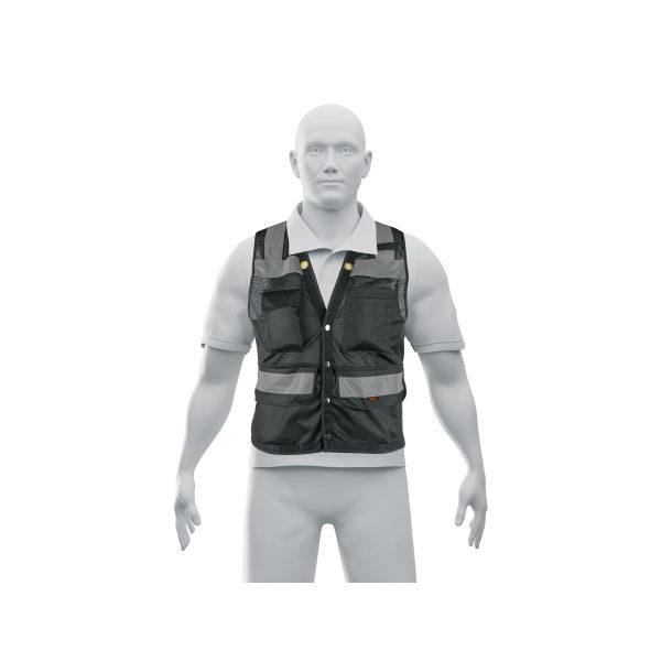 103989 - Chaleco seguridad reforzado negro con bolsas, M, Expert