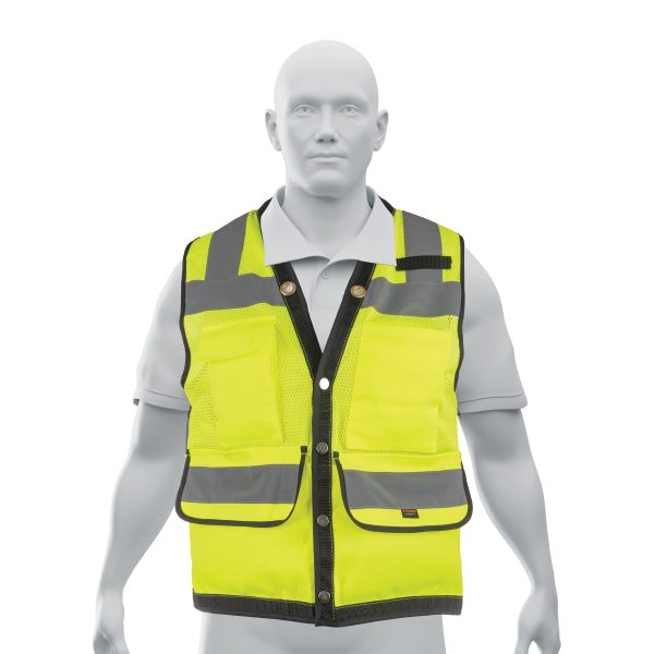13482 - Chaleco seguridad reforzado verde con bolsas, M, Expert