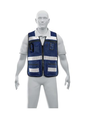 14667 - Chaleco brigadista con cintas reflejantes, color azul marino