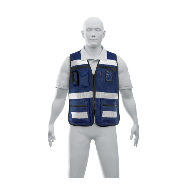 CHS-900AM.jpg 14667 - Chaleco brigadista con cintas reflejantes, color azul marino