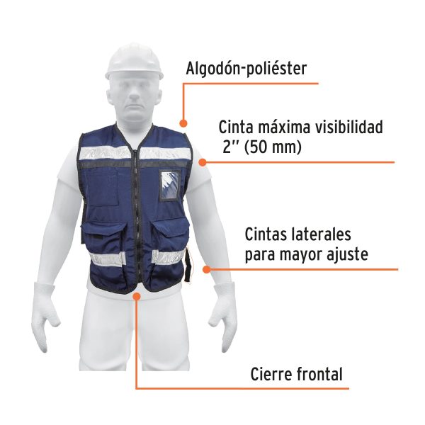 CHS-900AMFC1.jpg 14667 - Chaleco brigadista con cintas reflejantes, color azul marino