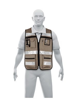 14668 - Chaleco brigadista con cintas reflejantes, color beige