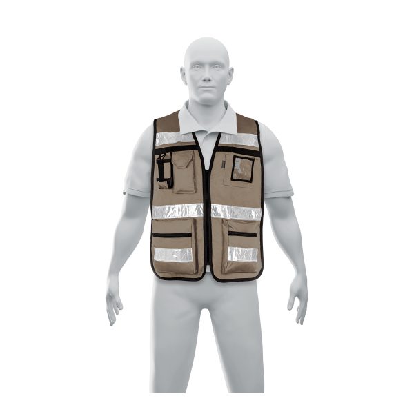 14668 - Chaleco brigadista con cintas reflejantes, color beige