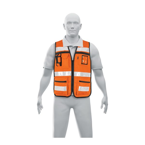 14669 - Chaleco brigadista con cintas reflejantes, color naranja