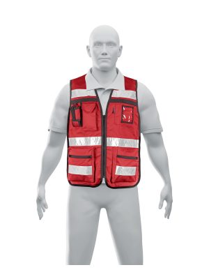 14663 - Chaleco brigadista con cintas reflejantes, color rojo
