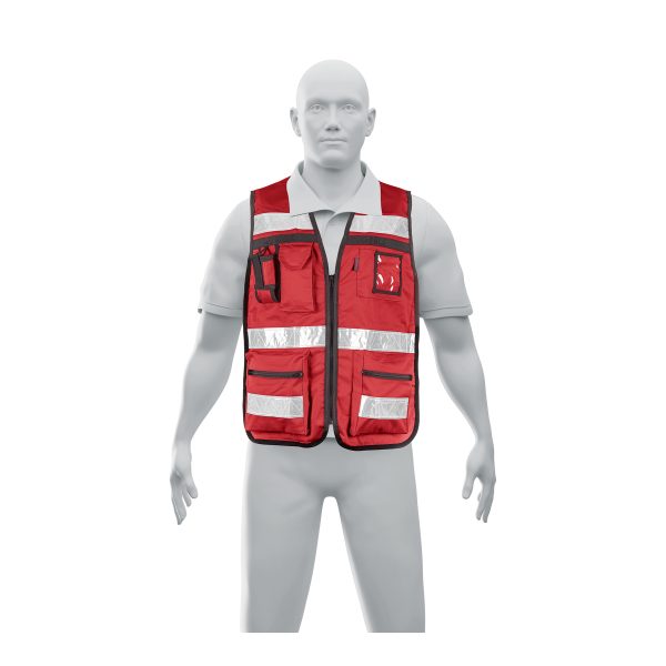 14663 - Chaleco brigadista con cintas reflejantes, color rojo