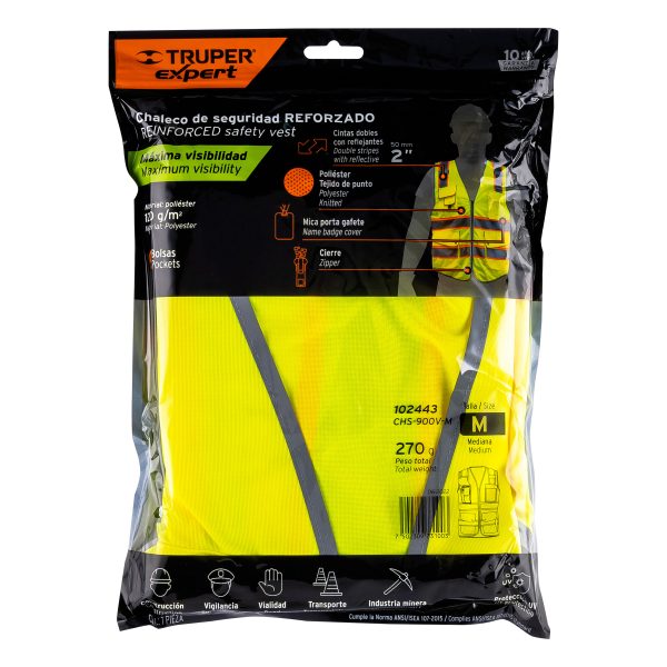 102443 - Chaleco de seguridad de alta visibilidad, verde, M, EXPERT