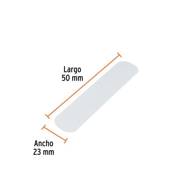 12531 - Tarjeta 6 tiras 23cm antiderrapantes blancas 50mm c/abrasivo
