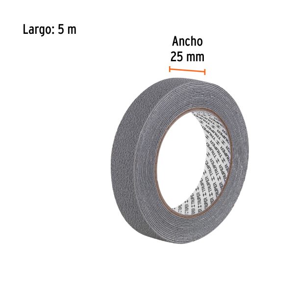 101772 - Rollo de 5 m cinta antiderrapante 25mm gris p/áreas húmedas