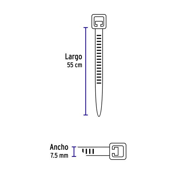 Web 48983 - Bolsa c/10 cinchos plásticos 120 lb, 550 x 7.5 mm, naturales