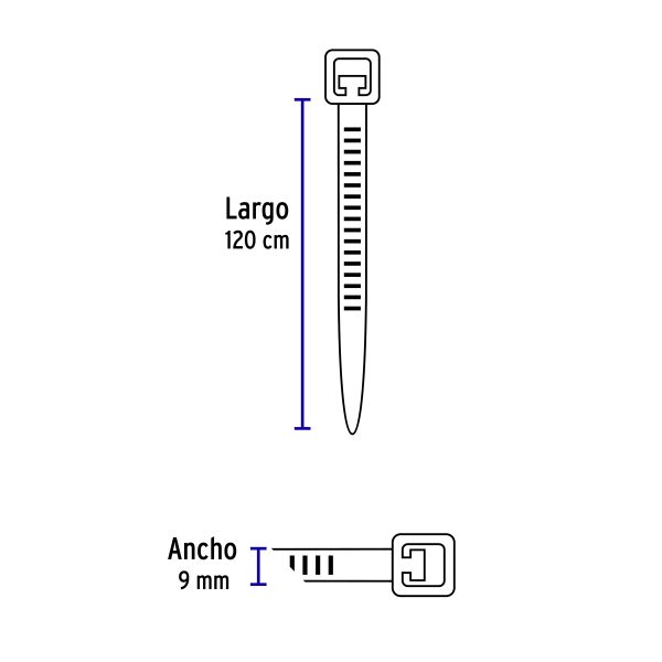 48988 - Bolsa con 10 cinchos plásticos 175 lb, 1200x9 mm, naturales