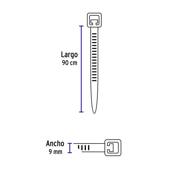 Web 48987 - Bolsa con 10 cinchos plásticos 175 lb, 900x9 mm, naturales