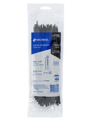 CIN-1820NE1.jpg 44322 - Bolsa con 100 cinchos plásticos 18 lb, 200x2.5 mm, negros