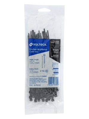 CIN-4015NE1.jpg 44323 - Bolsa con 50 cinchos plásticos 40 lb, 150x3.5 mm, negros