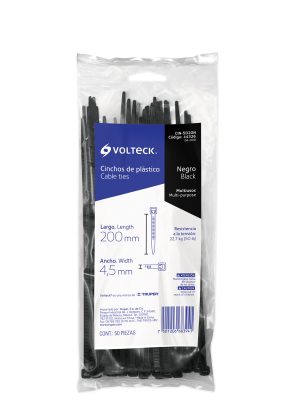 CIN-5020NE1.jpg 44326 - Bolsa con 50 cinchos plásticos 50 lb, 200x4.5 mm, negros