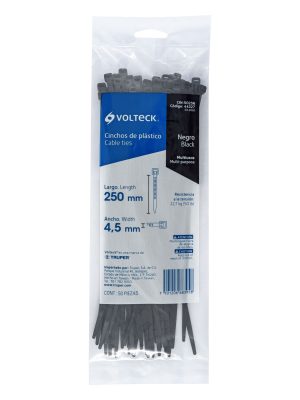 CIN-5025NE1.jpg 44327 - Bolsa con 50 cinchos plásticos 50 lb, 250x4.5 mm, negros