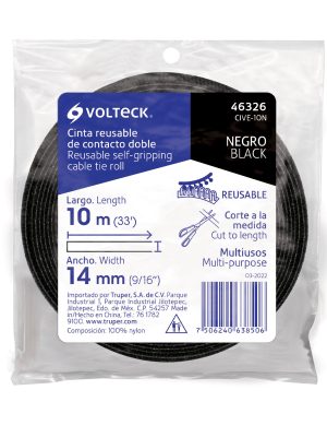 46326 - Rollo de 10 m de cinta reusable de contacto doble, Volteck