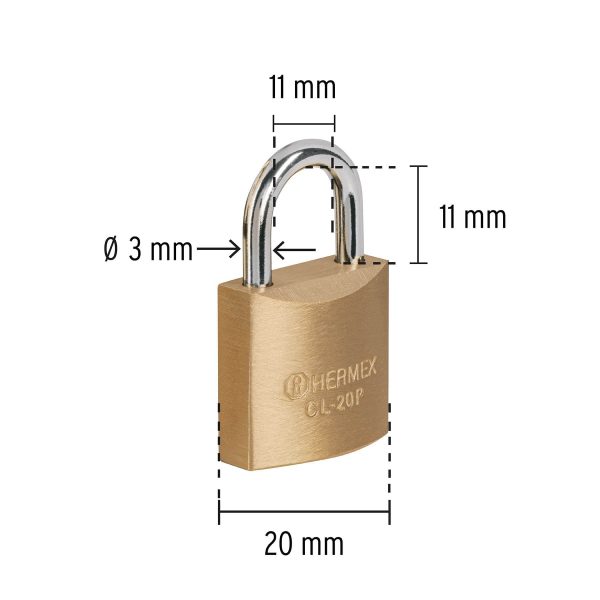 23513 - Blíster con 2 candados de latón de 20mm, HERMEX BASIC