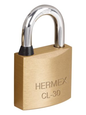 43427 - Candado de latón 30 mm gancho corto en blíster, HERMEX