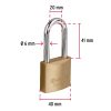 23517 - Candado de latón 40 mm gancho largo en blíster, HERMEX BASIC