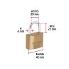 23510 - Candado de latón 40 mm llave tetra en blíster, HERMEX BASIC