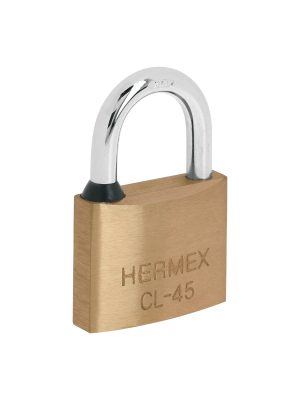 43429 - Candado de latón 45 mm gancho corto en blíster, HERMEX