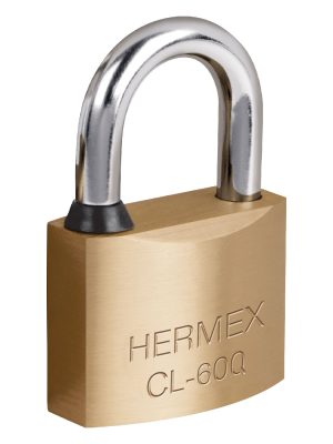 43302 - Candado de latón, 60mm, gancho corto,llave de puntos,blister