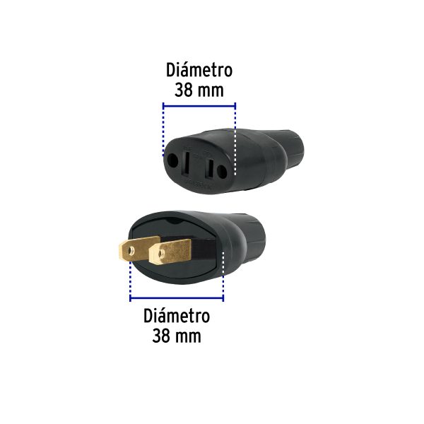 48074 - Clavija y contacto de hule, bolsa con 2 pzas, Volteck