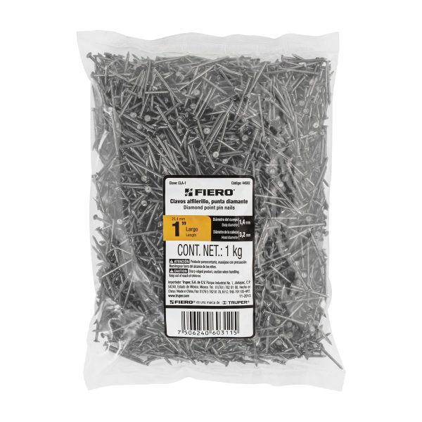 44502 - Bolsa con 1 kg de clavos alfilerillos de 1' con cabeza