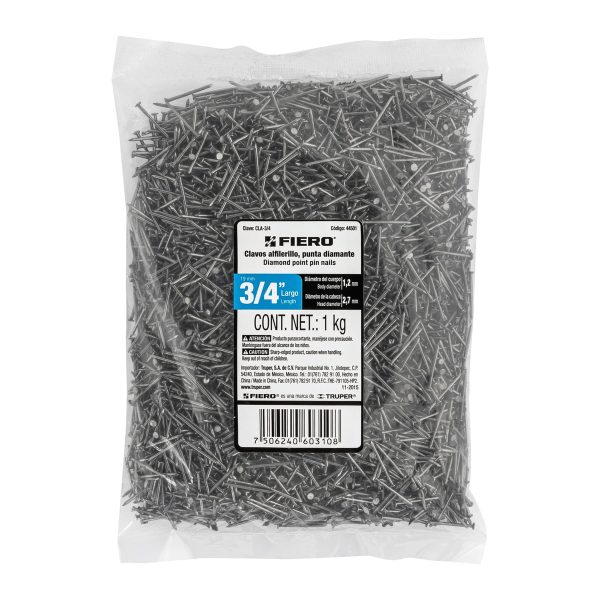 44501 - Bolsa con 1 kg de clavos alfilerillos de 3/4' con cabeza