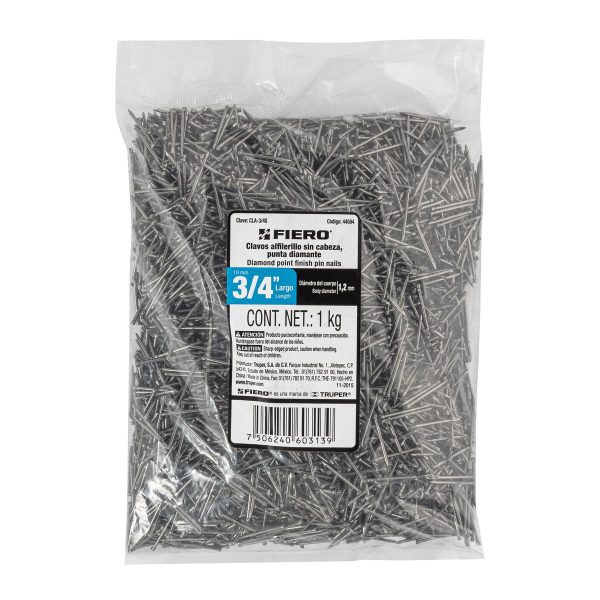 44504 - Bolsa con 1 kg de clavos alfilerillos de 3/4' sin cabeza