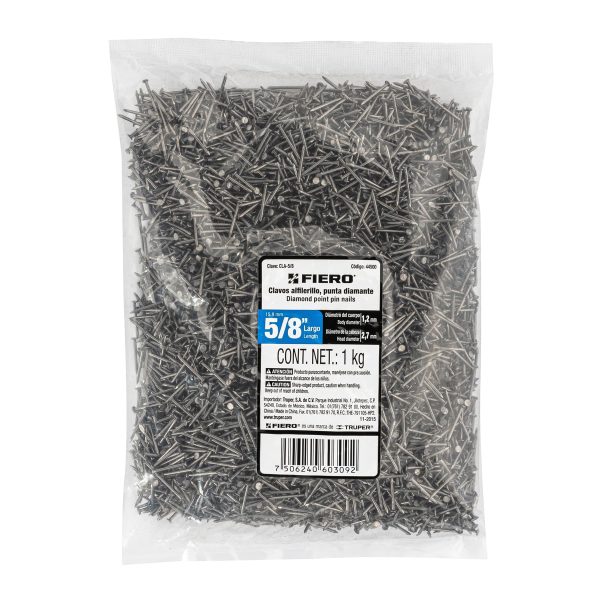 44500 - Bolsa con 1 kg de clavos alfilerillos de 5/8' con cabeza