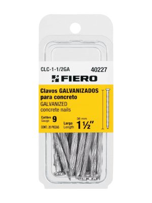 40227 - Blíster con 20 clavos galvanizados p/concreto 1-1/2', Fiero