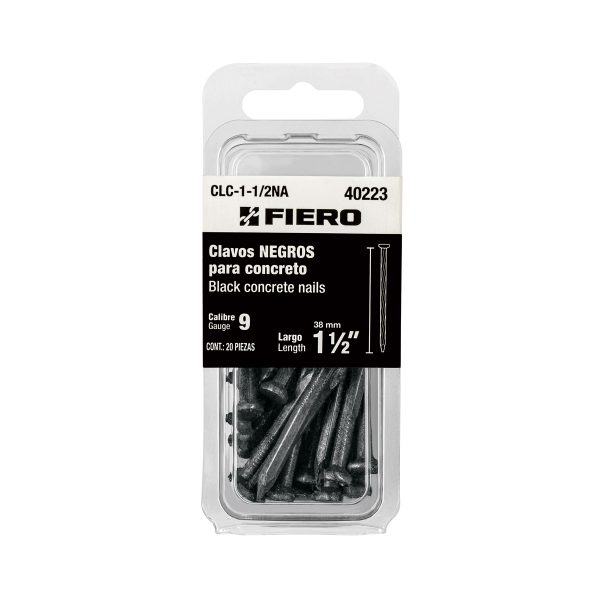 40223 - Blíster con 20 clavos negros para concreto 1-1/2', Fiero