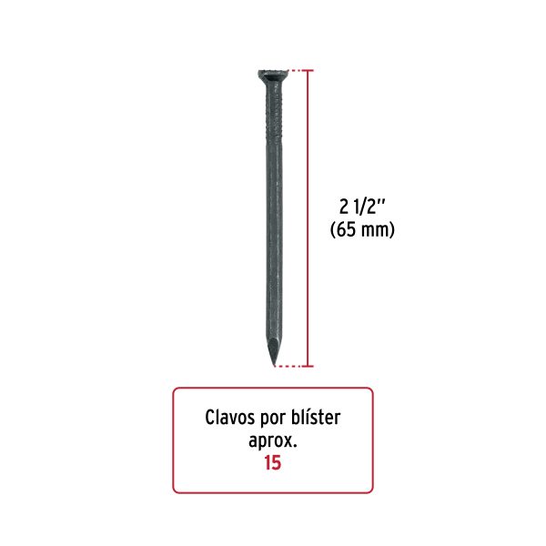 40220 - Blíster con 15 clavos negros para concreto 2-1/2', Fiero