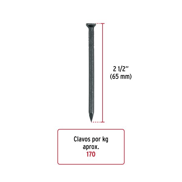 44134 - Bolsa con 1 kg de clavos para concreto negros 2-1/2', FIERO
