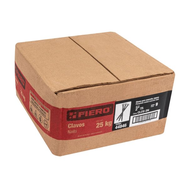 44846 - Kilo de clavos para concreto 2' negros, caja de 25 kg, FIERO