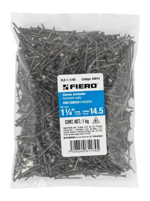 44814 - Bolsa con 1 kg de clavo estándar 1-1/4' con cabeza, Fiero