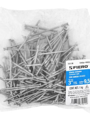 45023 - Bolsa con 1 kg de clavo estándar 3' con cabeza, Fiero