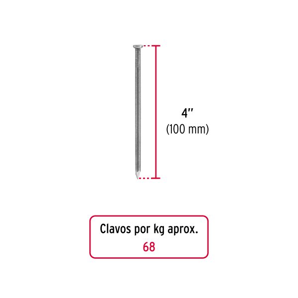 45025 - Bolsa con 1 kg de clavo estándar 4' con cabeza, Fiero
