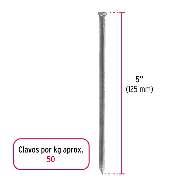 45026 - Bolsa con 1 kg de clavo estándar 5' con cabeza, Fiero